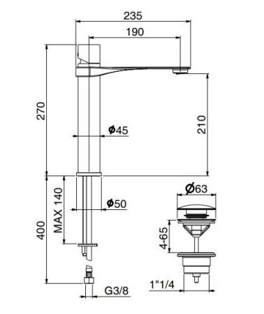 Смеситель Webert One-B NB830402015 на раковину сталь/хром