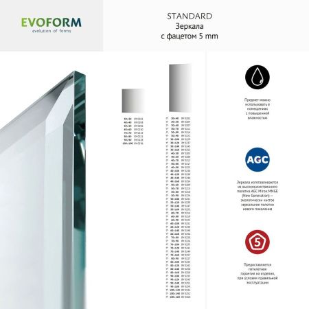 Зеркало Evoform Standard BY 0218 50х80 подвесное