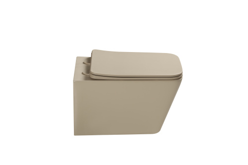 Унитаз подвесной SantiLine SL-5007BG цвет бежевый матовый с сиденьем микролифт безободковый смыв воронка-водоворот - фото 5