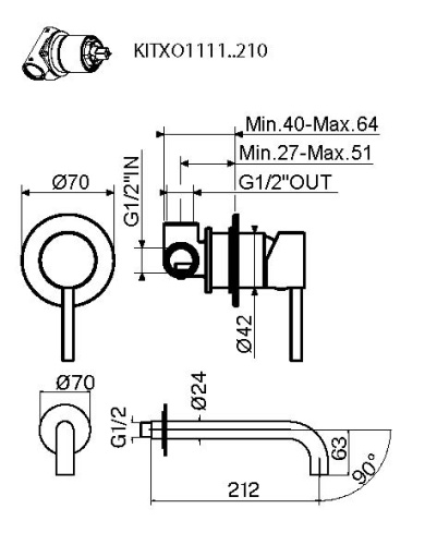 Смеситель Plumberia Selection Ixo KITXO1135CR210 встраиваемый хром - фото 2