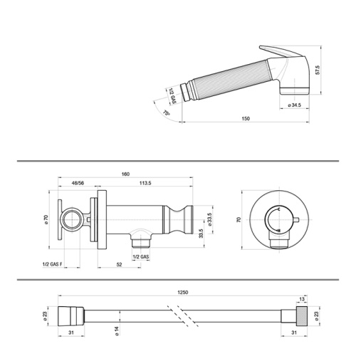Гигиенический душ Bossini E37009B.073 черный матовый - фото 2