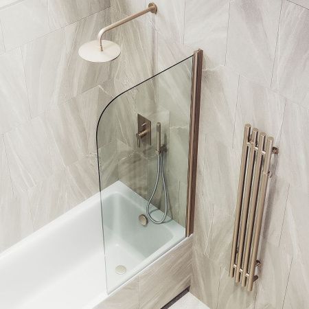 Душевая шторка на ванну Maybah Glass MGV-597-2 50х140 стекло прозрачное профиль бронза ориентация универсальная
