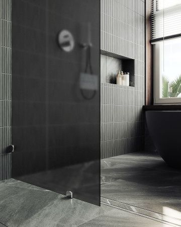 Душевая перегородка Maybah Glass MGD-273-4 100х195 стекло тонированное профиль хром