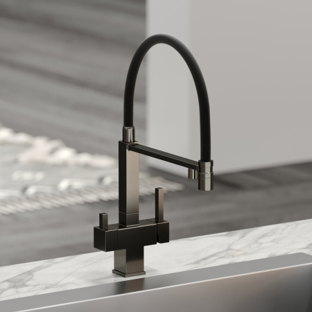 Смеситель для кухни Sancos Moro SC4006GG на мойку вороненая сталь/черный