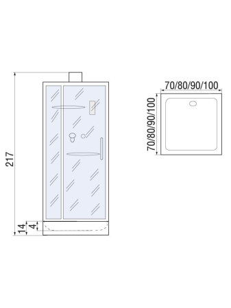 Душевая кабина River TANA 10000003645 70х70 квадратная без крыши ориентация универсальная