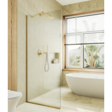 Душевая перегородка Maybah Glass MGD-1357-3у 99х195 стекло тонированное профиль золото глянцевое