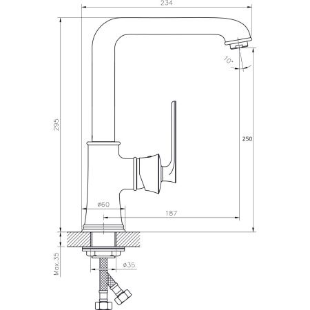 Смеситель для кухни Rush Flores FLG0835-2 на мойку золото