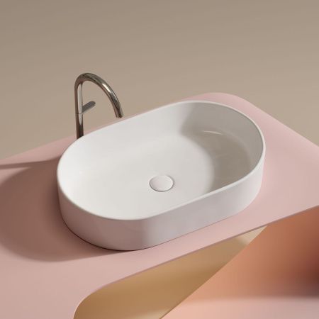 Раковина из сантехнического фарфора Ceramica Nova ELEMENT CN6048 60х40 накладная цвет белый без отверстий под смеситель