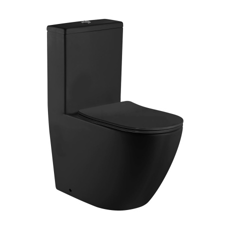 Унитаз напольный с бачком Azario MORANO AZ-1001MB черный матовый с сиденьем микролифт безободковый каскадный смыв