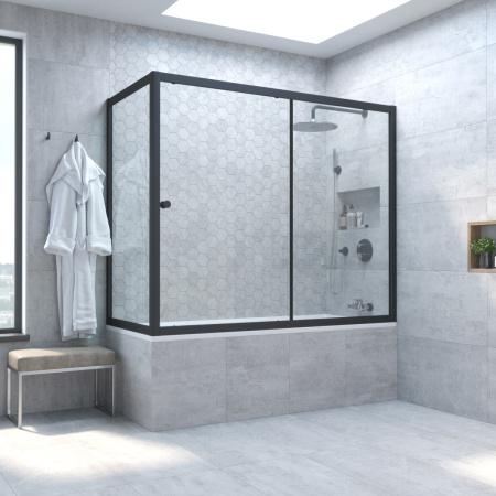 Душевая шторка на ванну Vegas-Glass ZV+ZVF TUR+NOVO ZV+ZVF NOVO 180*70 02М crystalvision 180х140 стекло прозрачное профиль черный матовый