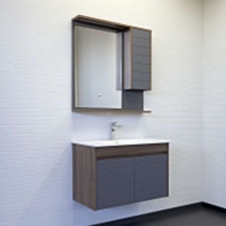 Зеркало-шкаф Comforty Кемер 00-00014147CF 80х80 подвесной цвет серый/черный