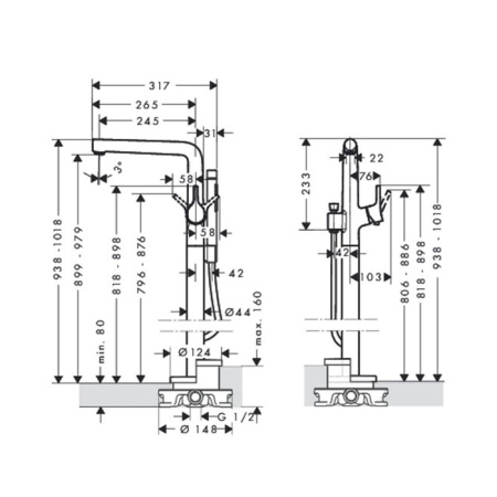Смеситель для ванны и душа Hansgrohe Talis S 72412000 напольный хром