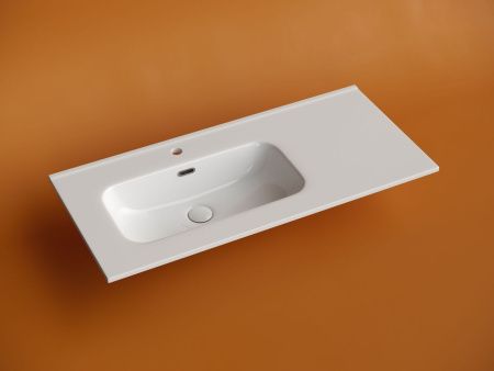 Раковина из сантехнического фарфора Ceramica Nova ELEMENT CN7003L 100х50 накладная цвет белый 1 отверстие под смеситель