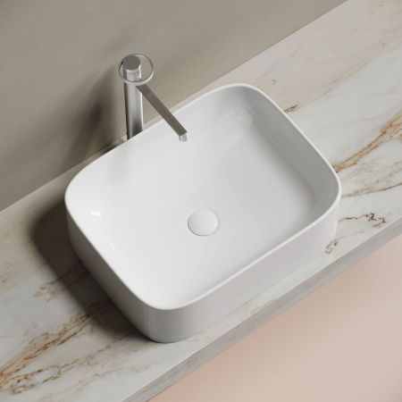 Раковина из сантехнического фарфора Ceramica Nova ELEMENT CN6052 50х40 накладная цвет белый без отверстий под смеситель