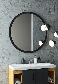 Зеркало в ванную Art&Max NAPOLI AM-Nap-1000-DS-F 100х100 цвет черный матовый