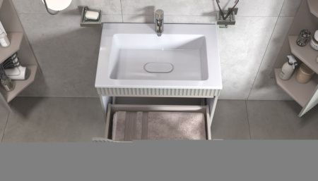 Тумба под раковину Velvex Alba 309 тирамису 70х40 подвесная цвет серый