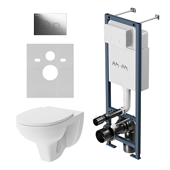 Комплект унитаз с инсталляцией с клавишей смыва Am.Pm Jupiter IS110151.DX77C1738 Комплект унитаз с инсталляцией с клавишей смыва Am.Pm Jupiter IS110151.DX77C1738