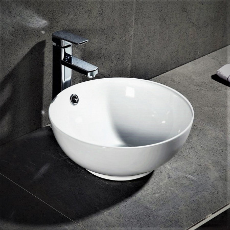 Раковина из сантехнического фарфора Teymi Lina T50103 41х41 накладная цвет белый без отверстий под смеситель