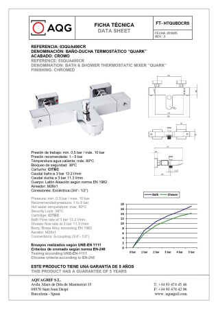 Смеситель для душа AQG QUARK 03QUA400CR настенный хром