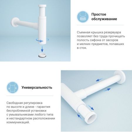 Сифон для раковины Wellsee Drainage System 182123000 белый