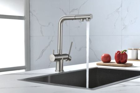 Смеситель для кухни Paulmark SERPENTINE Se213222-BS на мойку никель