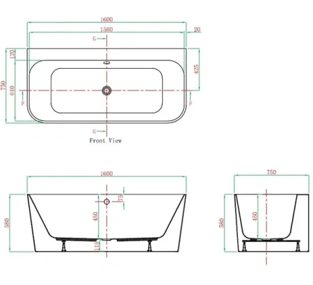 Ванна акриловая Vagnerplast Maggie KRBV165MAG9X-64 160х75 отдельностоящая овальная без каркаса