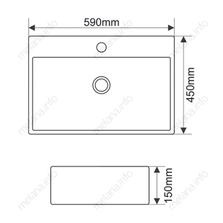Раковина из сантехнического фарфора Melana 7295-805 60х50 накладная цвет белый 1 отверстие под смеситель
