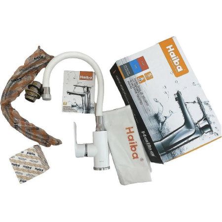 Смеситель для кухни Haiba HB505-8 HB73505-8 на мойку белый/хром