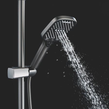 Душевая стойка Shevanik S4136T настенная цвет оружейная сталь