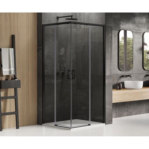Душевой уголок New Trendy PRIME Black D-0314A/D-0319A 110х90 стекло прозрачное профиль черный без поддона - фото 2