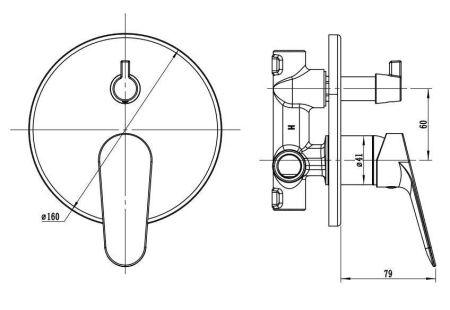 Смеситель для ванны и душа Esko KZ83-2W встраиваемый в стену белый