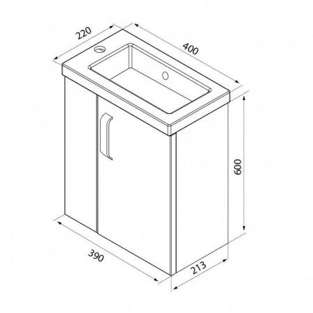 Тумба с раковиной Iddis Torr TOR40W1i95K 40х20 подвесная цвет белый
