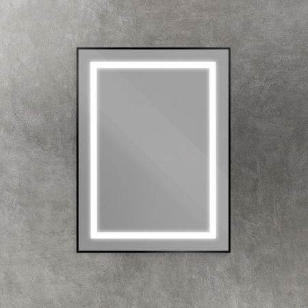 Зеркало с подсветкой BelBagno Kraft SPC-KRAFT-600-800-SENS-NERO 60х80 подвесное