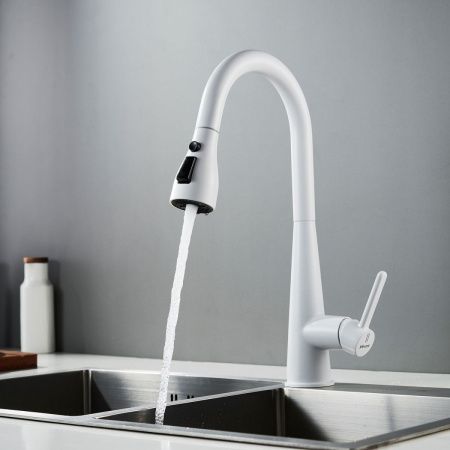 Смеситель для кухни Shevanik S363C на мойку белый