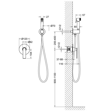 Смеситель для ванны и душа Timo Anni 2789/03SM настенный черный матовый
