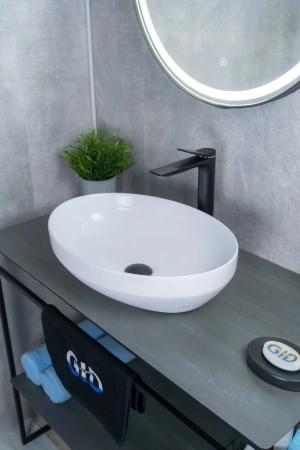 Раковина керамическая Gid Lago 51196 50х40 накладная цвет белый без отверстий под смеситель