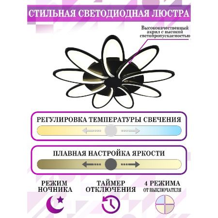 Люстра потолочная Natali Kovaltseva Holder (Холдер) HIGH-TECH LED LAMPS 82009 BLACK