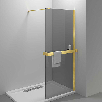 Душевая перегородка Vincea Walk in HR VSW-4HR100CGG 100х200 стекло тонированное профиль золото брашированное