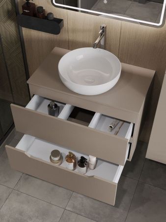 Тумба с раковиной Orange Line Li-80TuLMDF+B07-420W 80х50 цвет бежевый