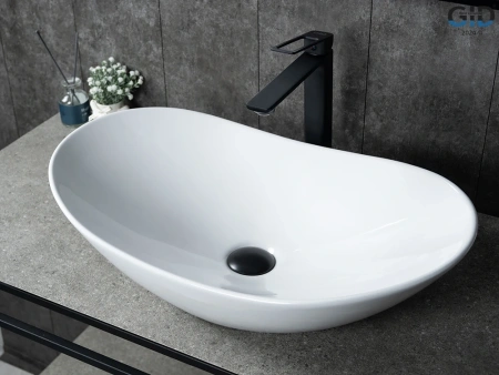 Раковина керамическая Gid Lago 51175 60х40 накладная цвет белый без отверстий под смеситель