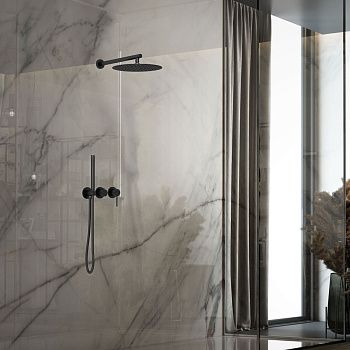 Душевая система Vincea VSFW-4G01MB встраиваемая в стену цвет черный с термостатом