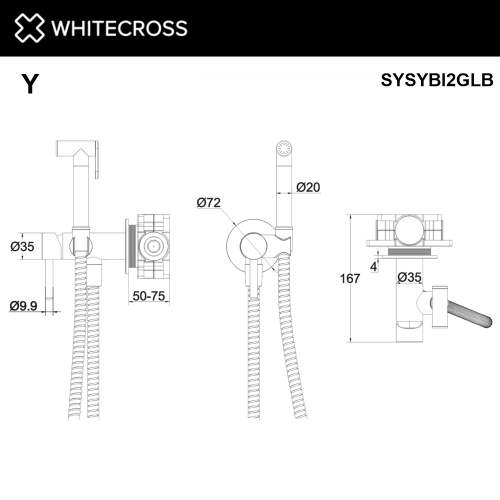 Гигиенический душ со смесителем Whitecross Y brushed gold SYSYBI2GLB золото брашированное - фото 3