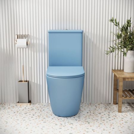 Унитаз напольный с бачком Grossman Color GR-4480BSMS голубой с сиденьем безободковый каскадный смыв