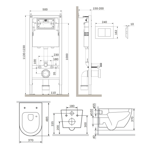Комплект унитаз с инсталляцией с клавишей Am.Pm Like IS90251.801900 - фото 3