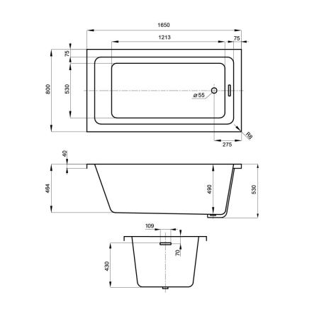 Ванна акриловая Wellsee FreeDom 2.0 233002000 165х80 встраиваемая прямоугольная без ножек и каркаса