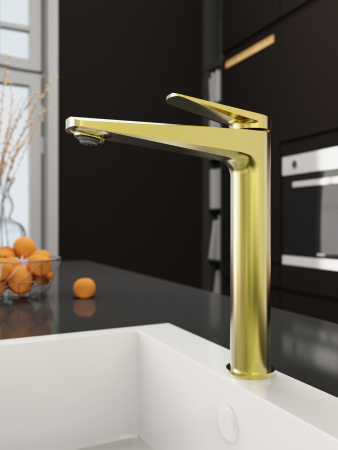 Смеситель Tokito KIN TOK-KIN-1012 на раковину брашированное золото