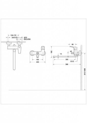 Смеситель для ванны Bravat VEGA F6119177CP-01L настенный хром - фото 3