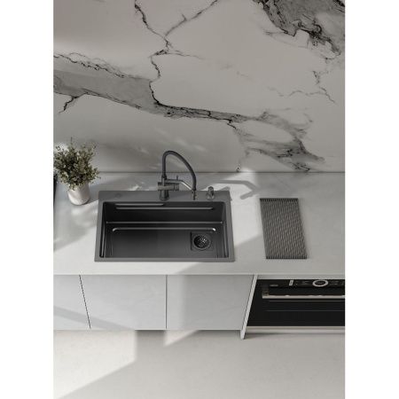 Кухонная мойка Raglo R702 R702.7246.09 70х45 цвет серый поверхность матовая