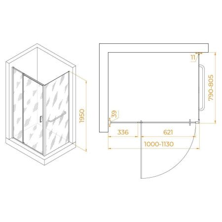 Душевой уголок RGW Passage 3508078108-14 100х80 стекло прозрачное профиль черный без поддона
