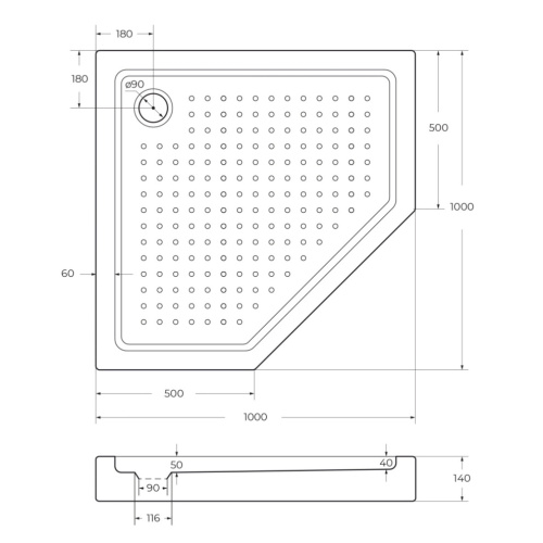 Душевой поддон Cezares TRAY-A-P-100-15-W 100х100 акрил белый - фото 2